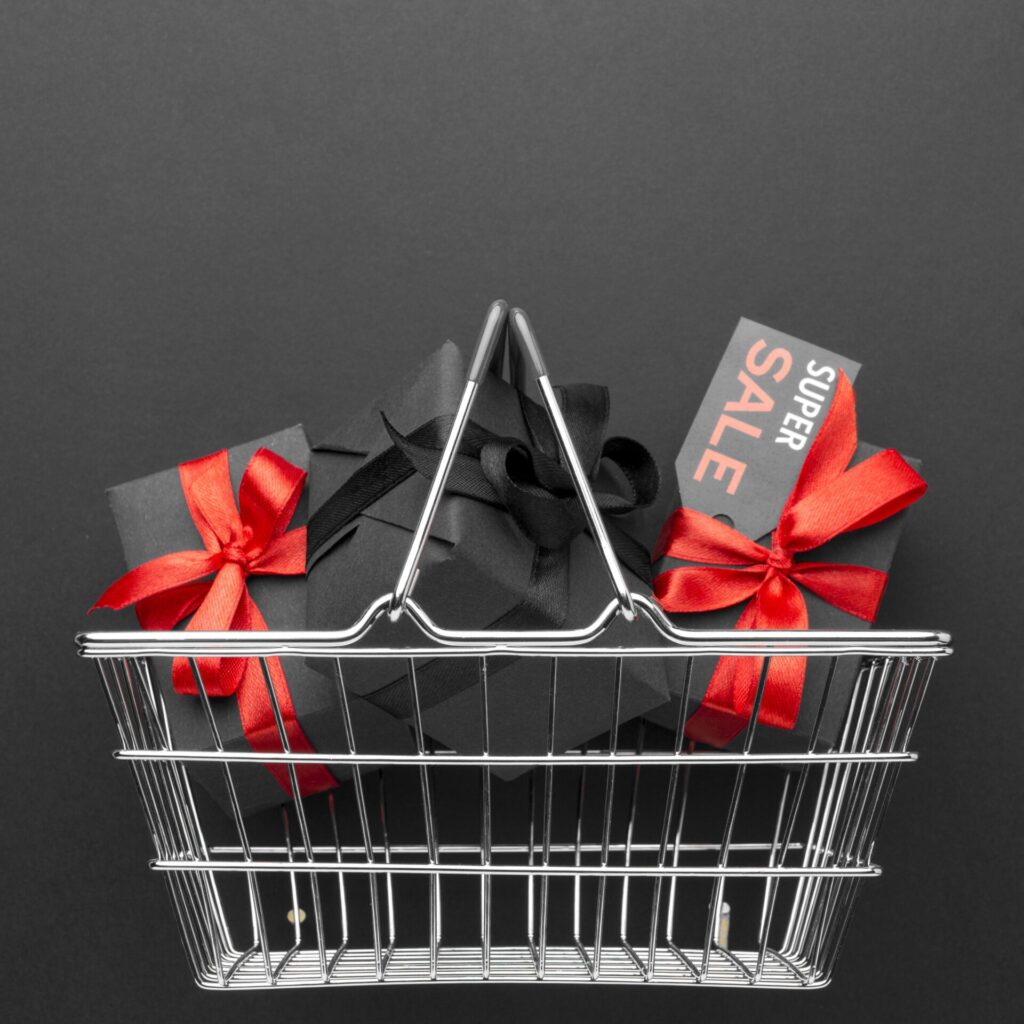 Flat Lay Black Friday Assortment Black Background With Copy Space